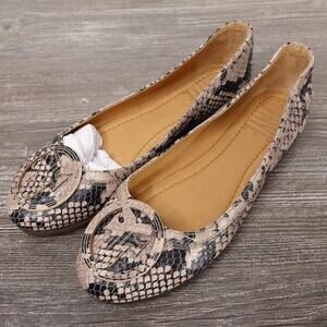 Frye Shoes Womens Size 6 Gray Two Tone Snake Carson Logo Ballet Flats